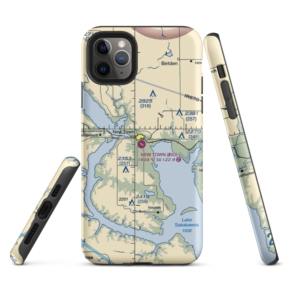 New Town Municipal Airport (05D) VFR Sectional  Tough iPhone Case iPhone 11 Pro Max model shown