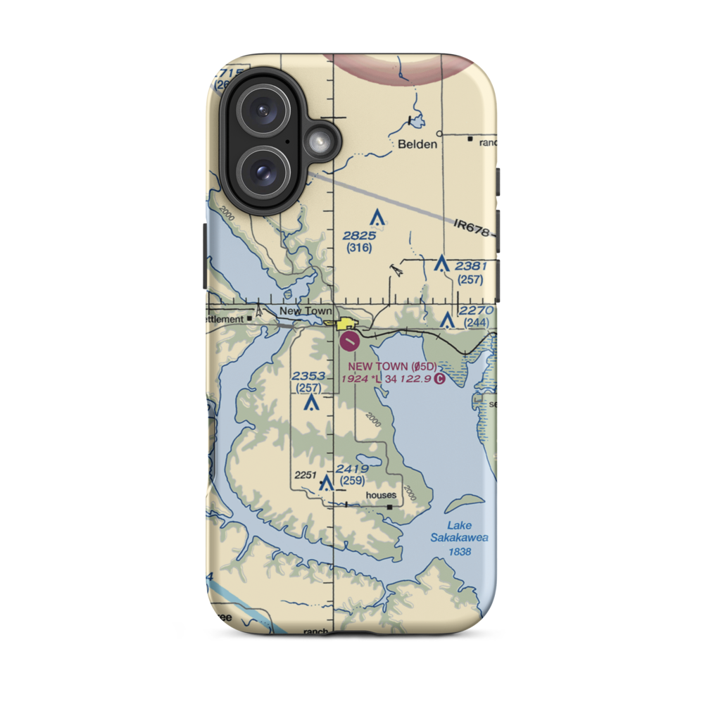 New Town Municipal Airport (05D) VFR Sectional  Tough iPhone Case iPhone 16 Plus model shown