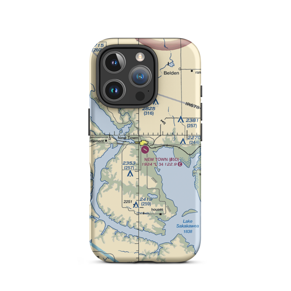 New Town Municipal Airport (05D) VFR Sectional  Tough iPhone Case iPhone 16 Pro model shown