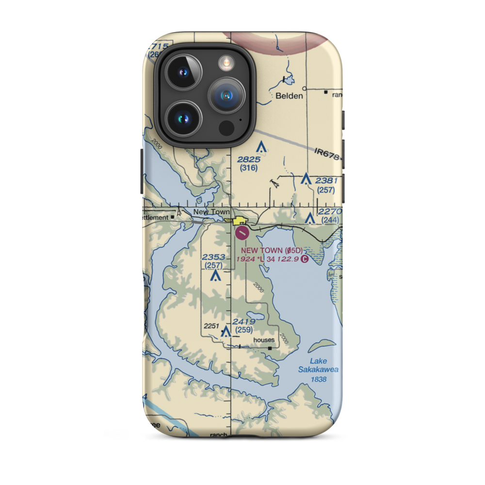 New Town Municipal Airport (05D) VFR Sectional  Tough iPhone Case iPhone 16 Pro Max model shown