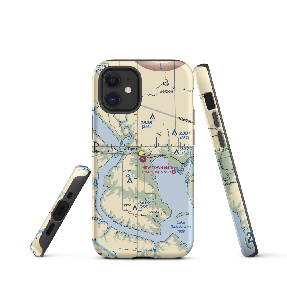 New Town Municipal Airport (05D) VFR Sectional  Tough iPhone Case iPhone 12 mini model shown