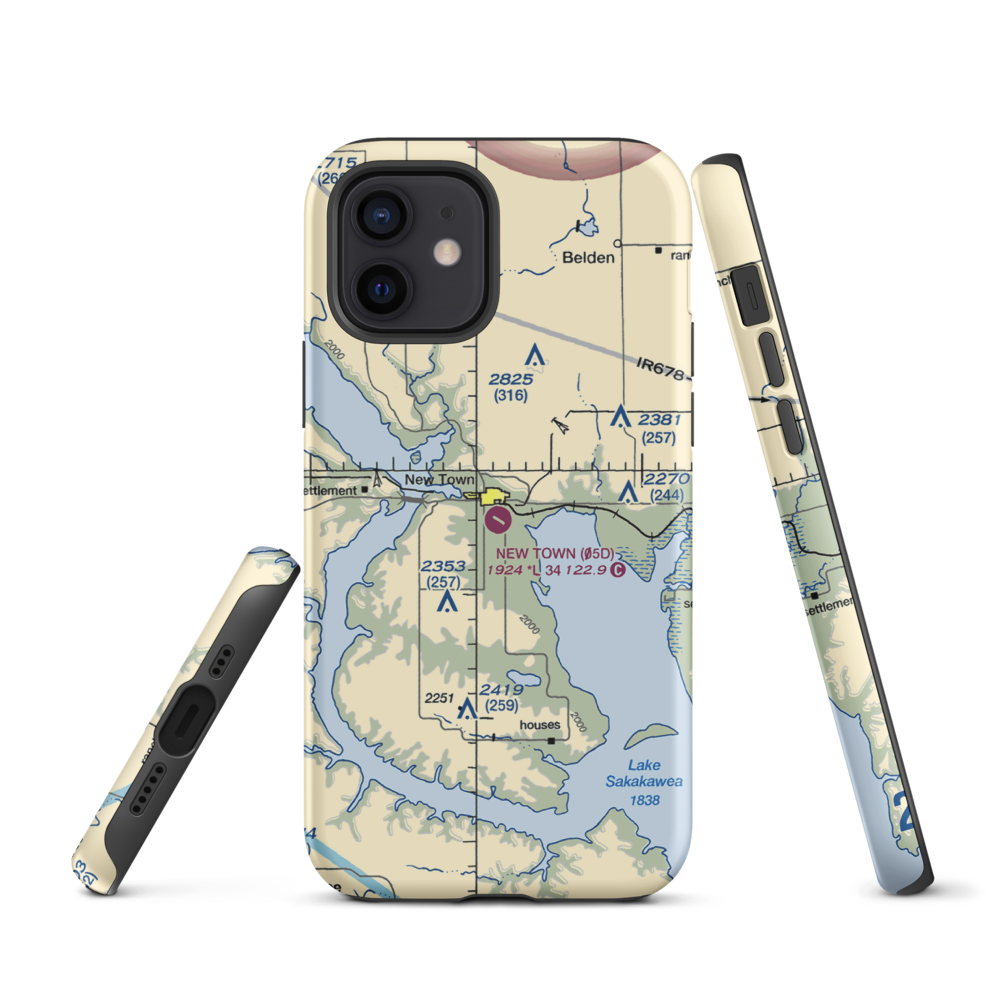 New Town Municipal Airport (05D) VFR Sectional  Tough iPhone Case iPhone 12 model shown