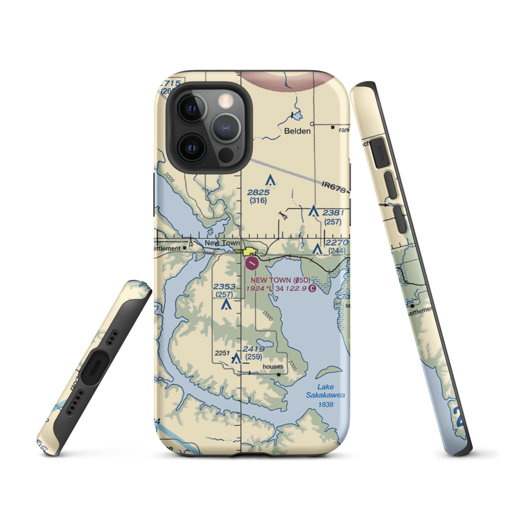 New Town Municipal Airport (05D) VFR Sectional  Tough iPhone Case iPhone 12 Pro model shown