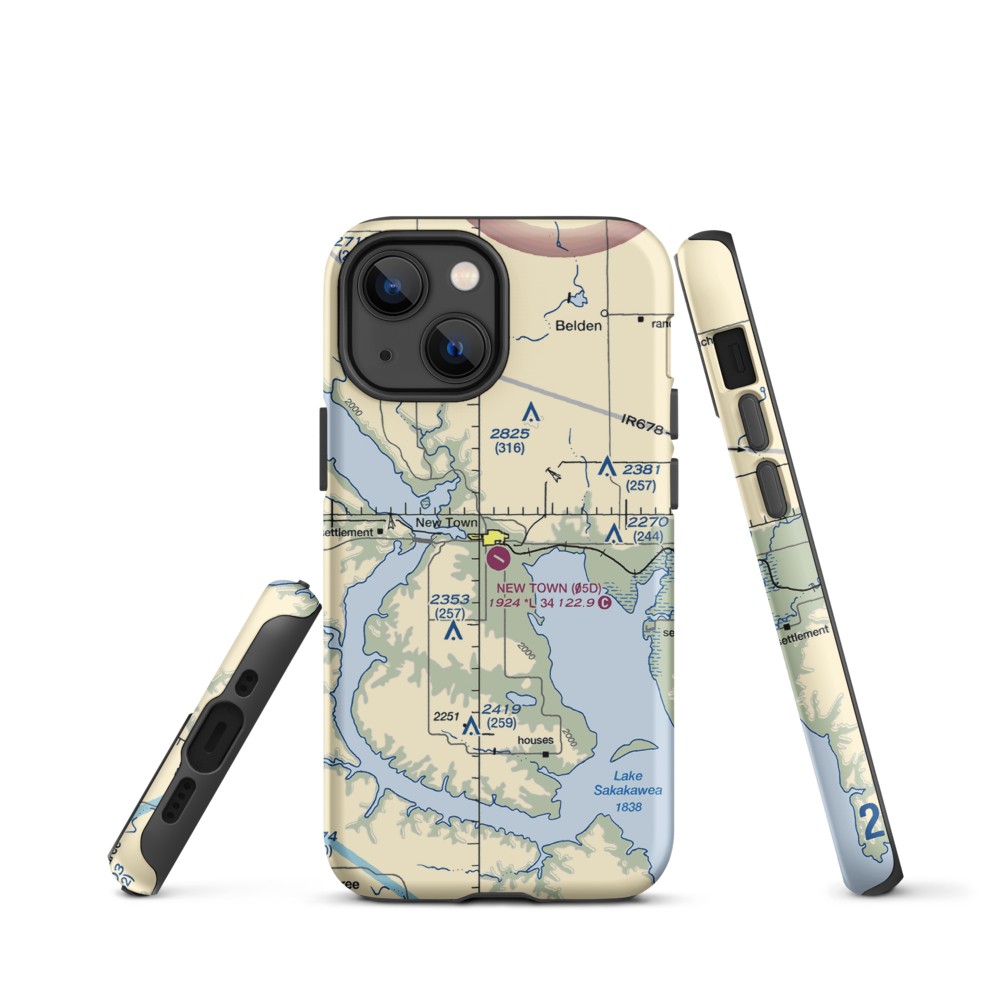 New Town Municipal Airport (05D) VFR Sectional  Tough iPhone Case iPhone 13 mini model shown