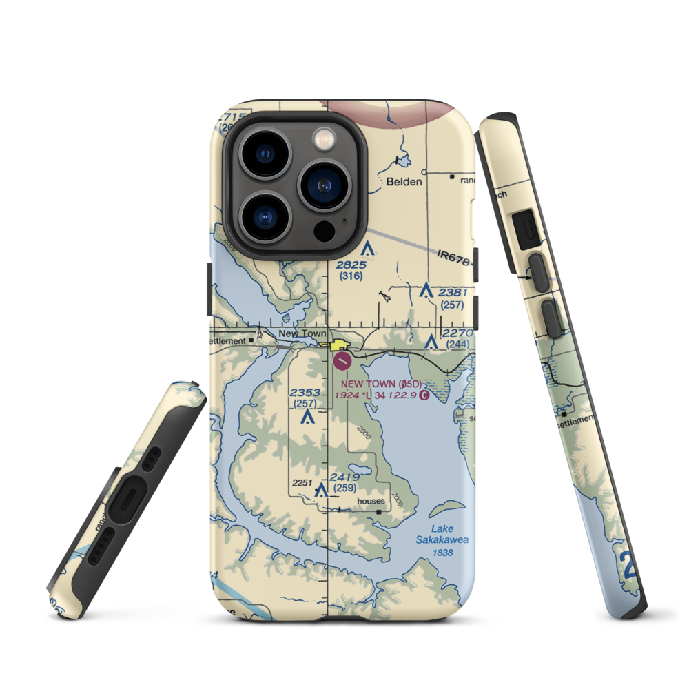 New Town Municipal Airport (05D) VFR Sectional  Tough iPhone Case iPhone 13 Pro model shown