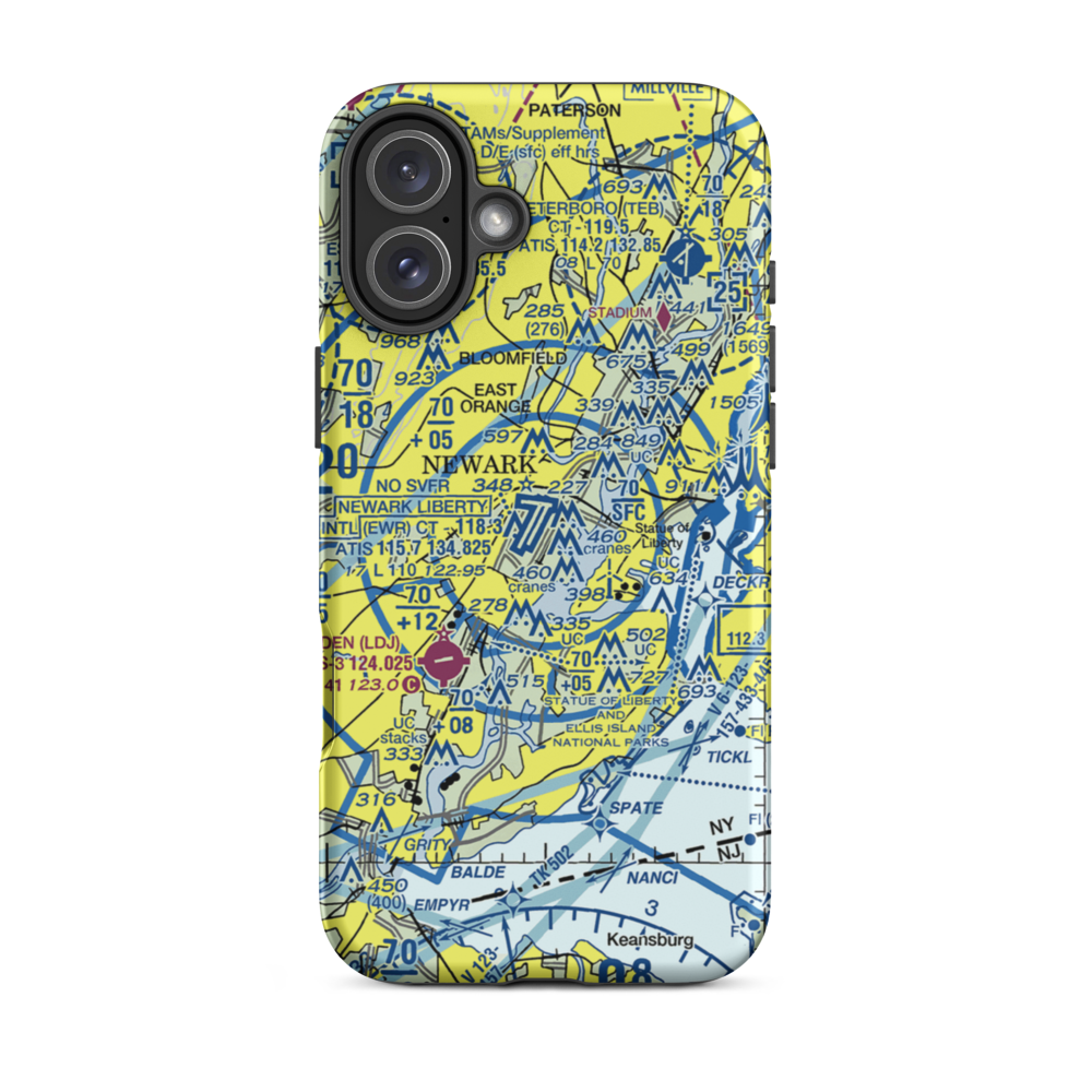 Newark Liberty International Airport (EWR) VFR Sectional  Tough iPhone Case iPhone 16 Plus model shown
