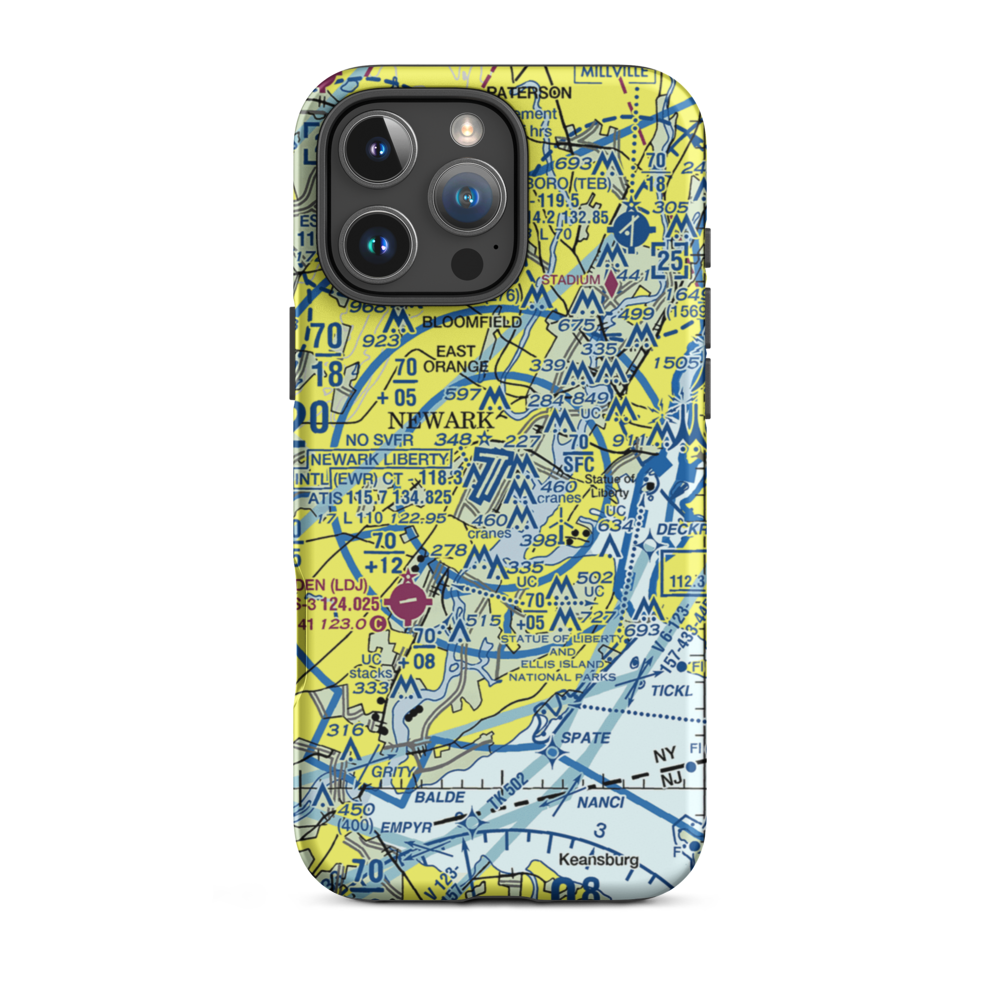 Newark Liberty International Airport (EWR) VFR Sectional  Tough iPhone Case iPhone 16 Pro Max model shown