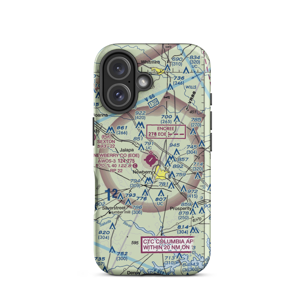 Newberry County Airport (EOE) VFR Sectional  Tough iPhone Case iPhone 16 model shown