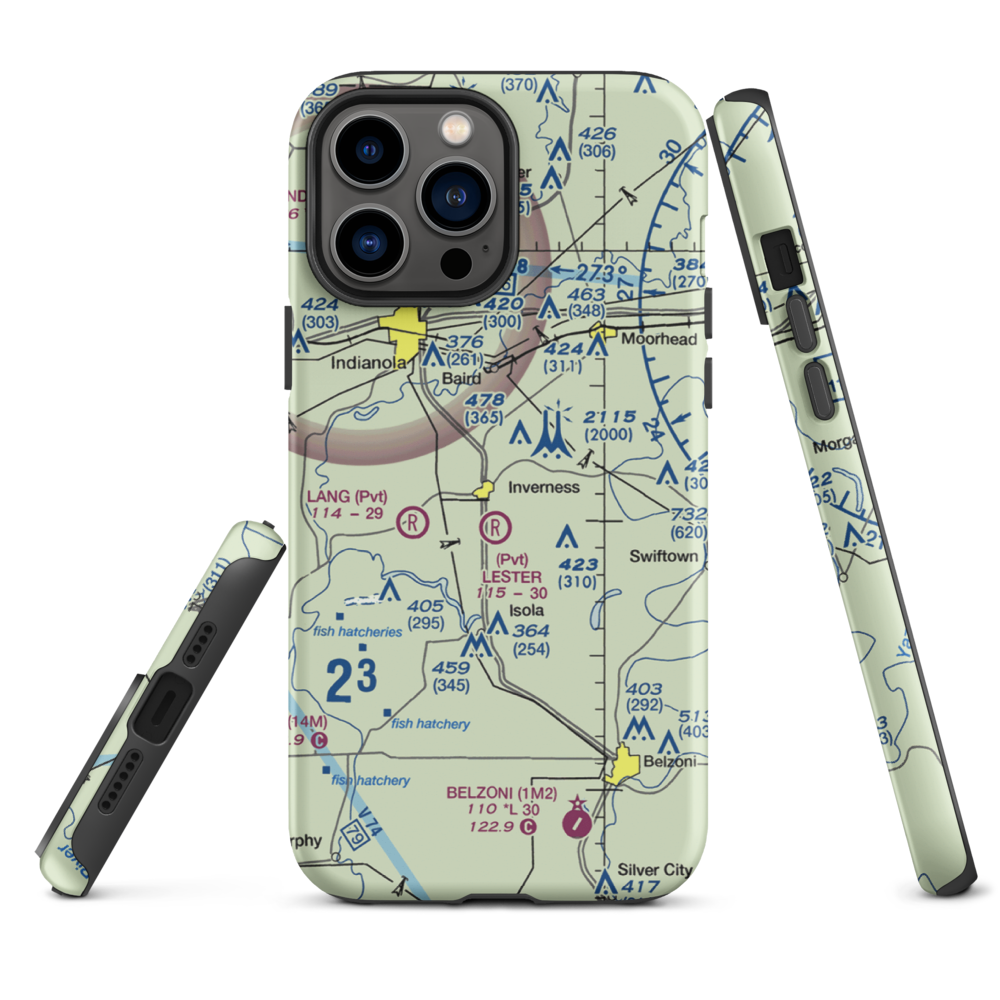 Newell Flying Service Airport (MS20) VFR Sectional  Tough iPhone Case iPhone 13 Pro Max model shown