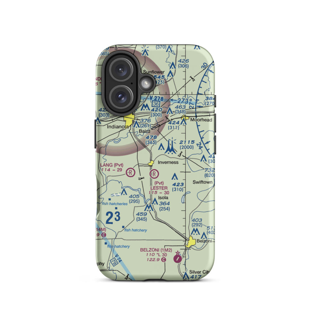 Newell Flying Service Airport (MS20) VFR Sectional  Tough iPhone Case iPhone 16 model shown