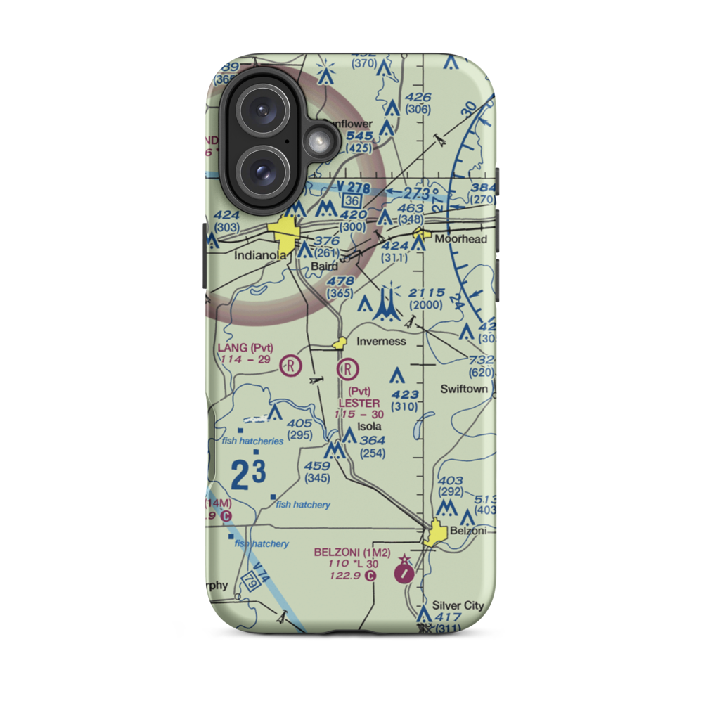 Newell Flying Service Airport (MS20) VFR Sectional  Tough iPhone Case iPhone 16 Plus model shown