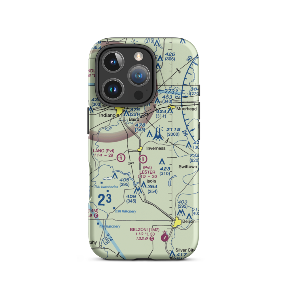 Newell Flying Service Airport (MS20) VFR Sectional  Tough iPhone Case iPhone 16 Pro model shown