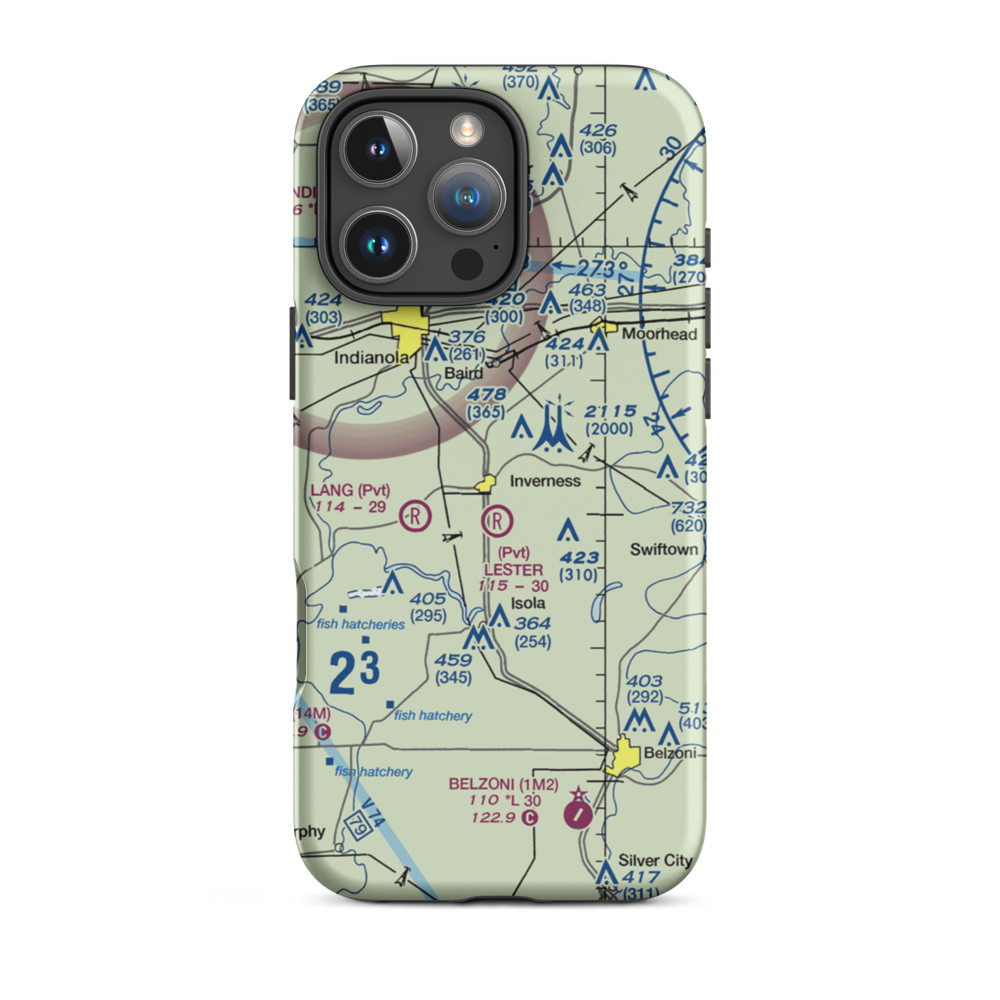 Newell Flying Service Airport (MS20) VFR Sectional  Tough iPhone Case iPhone 16 Pro Max model shown