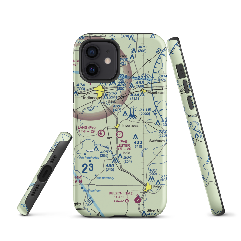 Newell Flying Service Airport (MS20) VFR Sectional  Tough iPhone Case iPhone 12 model shown