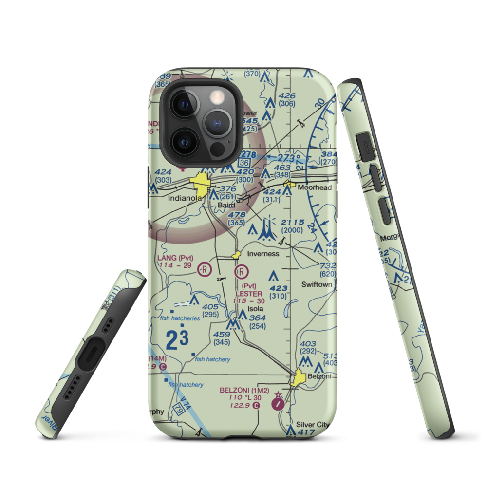 Newell Flying Service Airport (MS20) VFR Sectional  Tough iPhone Case iPhone 12 Pro model shown