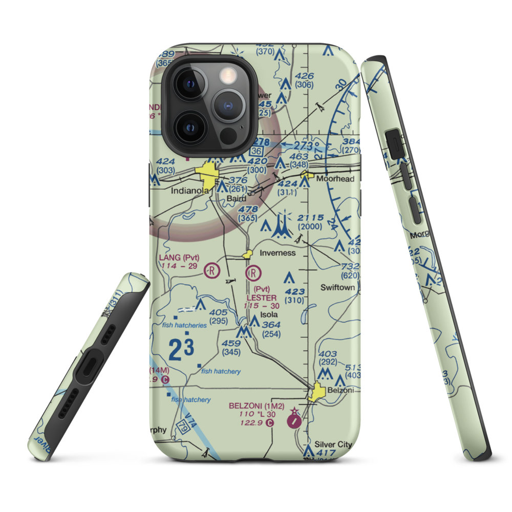 Newell Flying Service Airport (MS20) VFR Sectional  Tough iPhone Case iPhone 12 Pro Max model shown