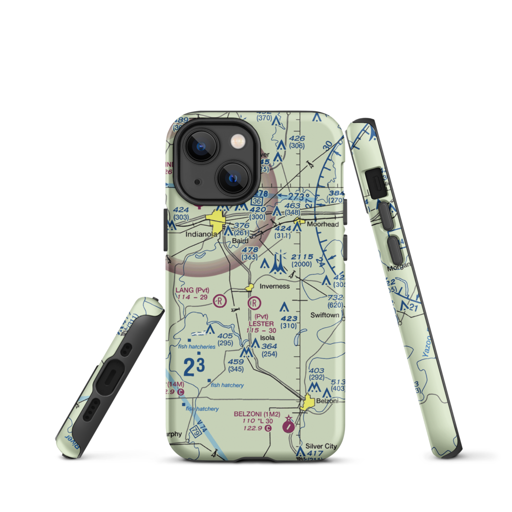 Newell Flying Service Airport (MS20) VFR Sectional  Tough iPhone Case iPhone 13 mini model shown
