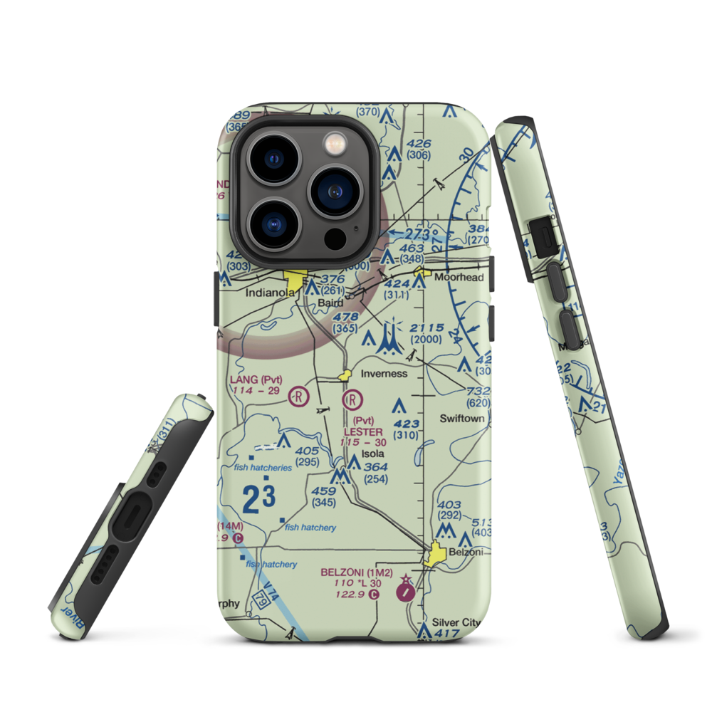 Newell Flying Service Airport (MS20) VFR Sectional  Tough iPhone Case iPhone 13 Pro model shown