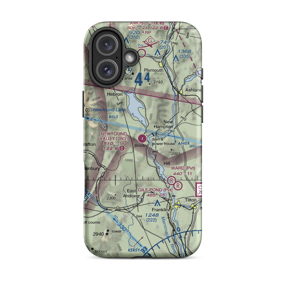 Newfound Valley Airport (2N2) VFR Sectional  Tough iPhone Case iPhone 16 Plus model shown