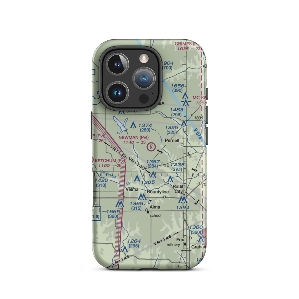 Newman Farm Airport (4OK5) VFR Sectional  Tough iPhone Case iPhone 16 Pro model shown