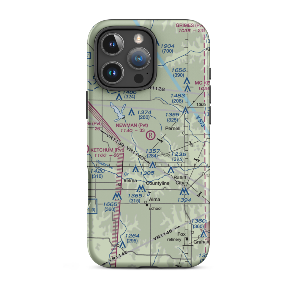 Newman Farm Airport (4OK5) VFR Sectional  Tough iPhone Case iPhone 16 Pro Max model shown