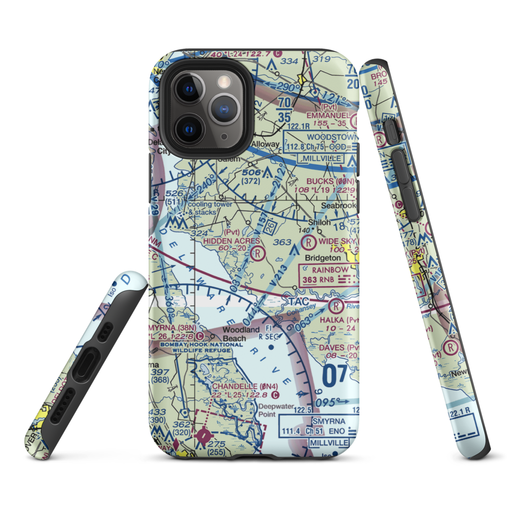 Newport Meadows Seaplane Base (NJ07) VFR Sectional  Tough iPhone Case iPhone 11 Pro model shown