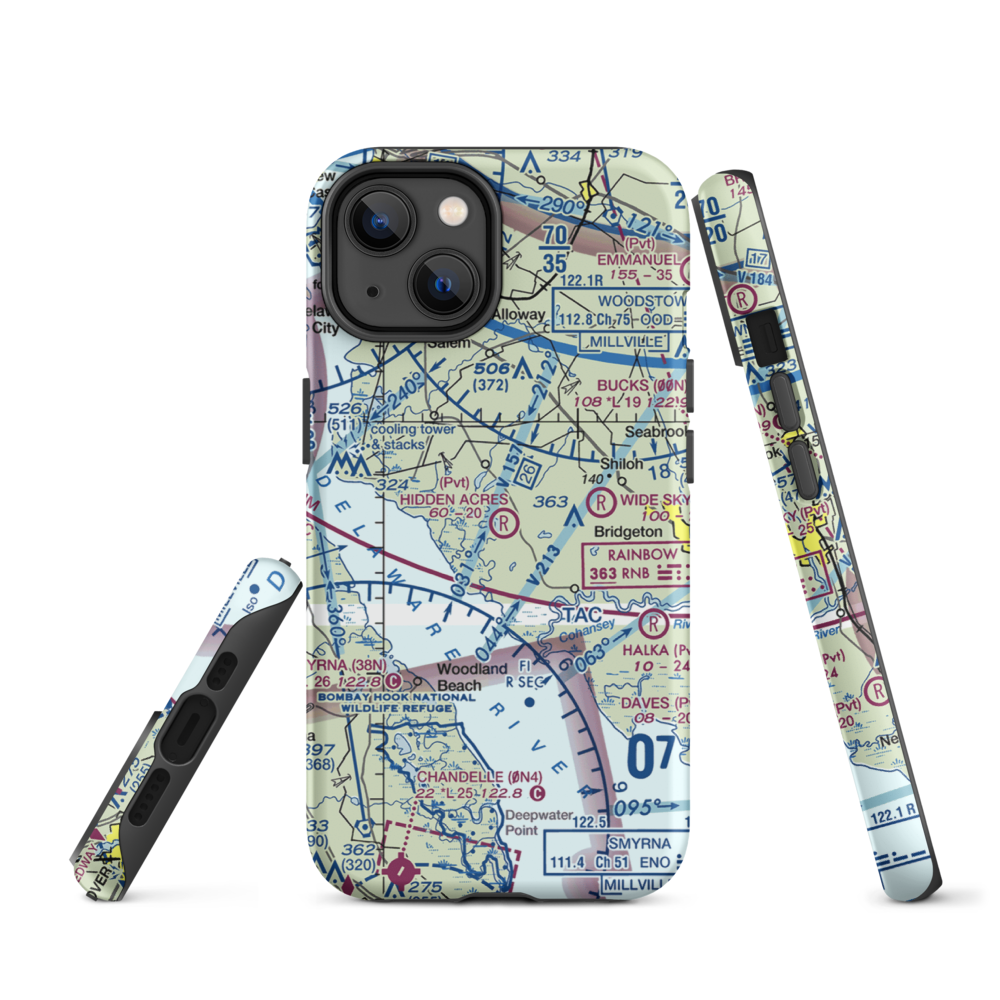 Newport Meadows Seaplane Base (NJ07) VFR Sectional  Tough iPhone Case iPhone 14 model shown