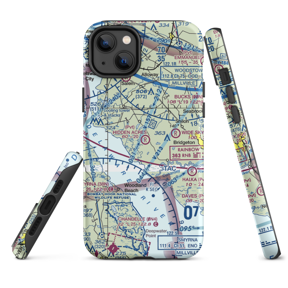 Newport Meadows Seaplane Base (NJ07) VFR Sectional  Tough iPhone Case iPhone 14 Plus model shown