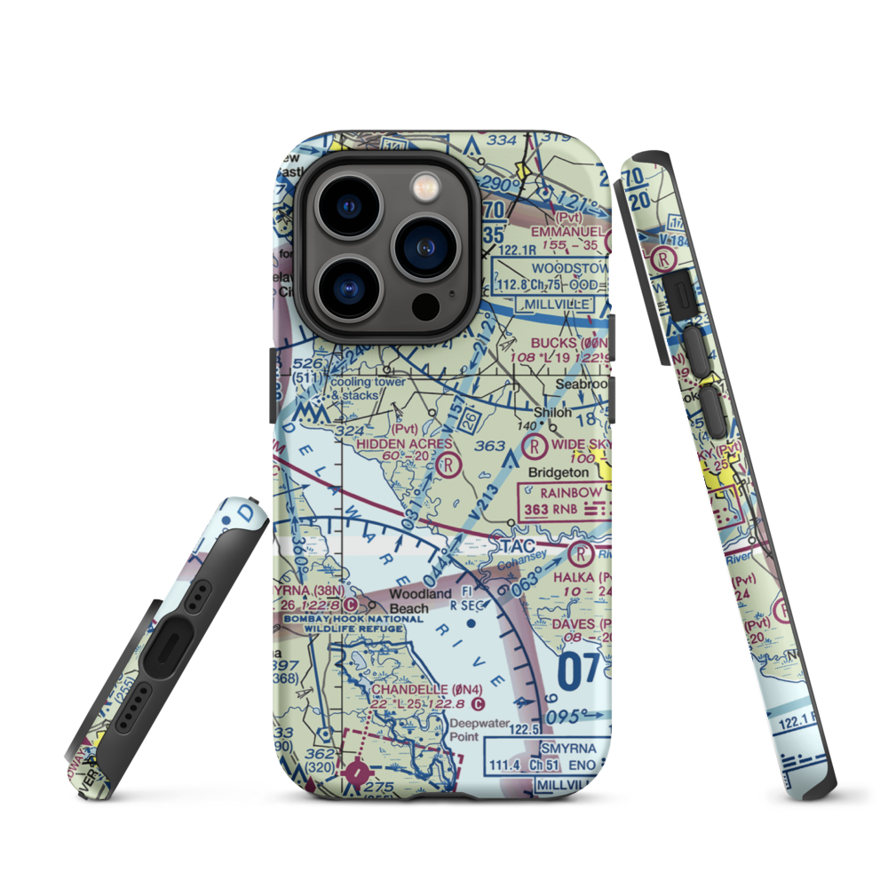 Newport Meadows Seaplane Base (NJ07) VFR Sectional  Tough iPhone Case iPhone 14 Pro model shown