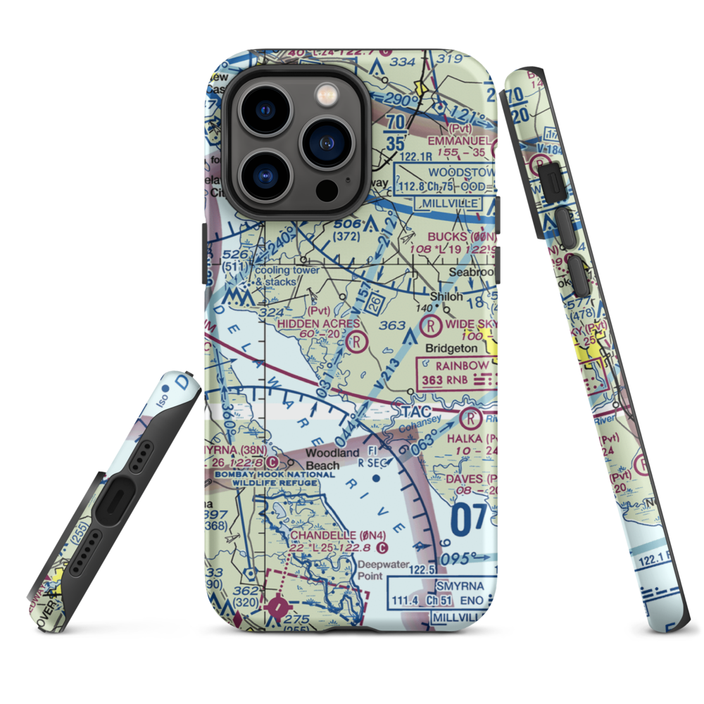 Newport Meadows Seaplane Base (NJ07) VFR Sectional  Tough iPhone Case iPhone 14 Pro Max model shown