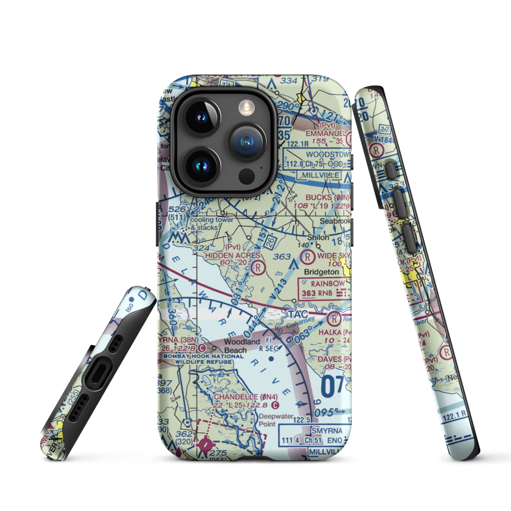 Newport Meadows Seaplane Base (NJ07) VFR Sectional  Tough iPhone Case iPhone 15 Pro model shown