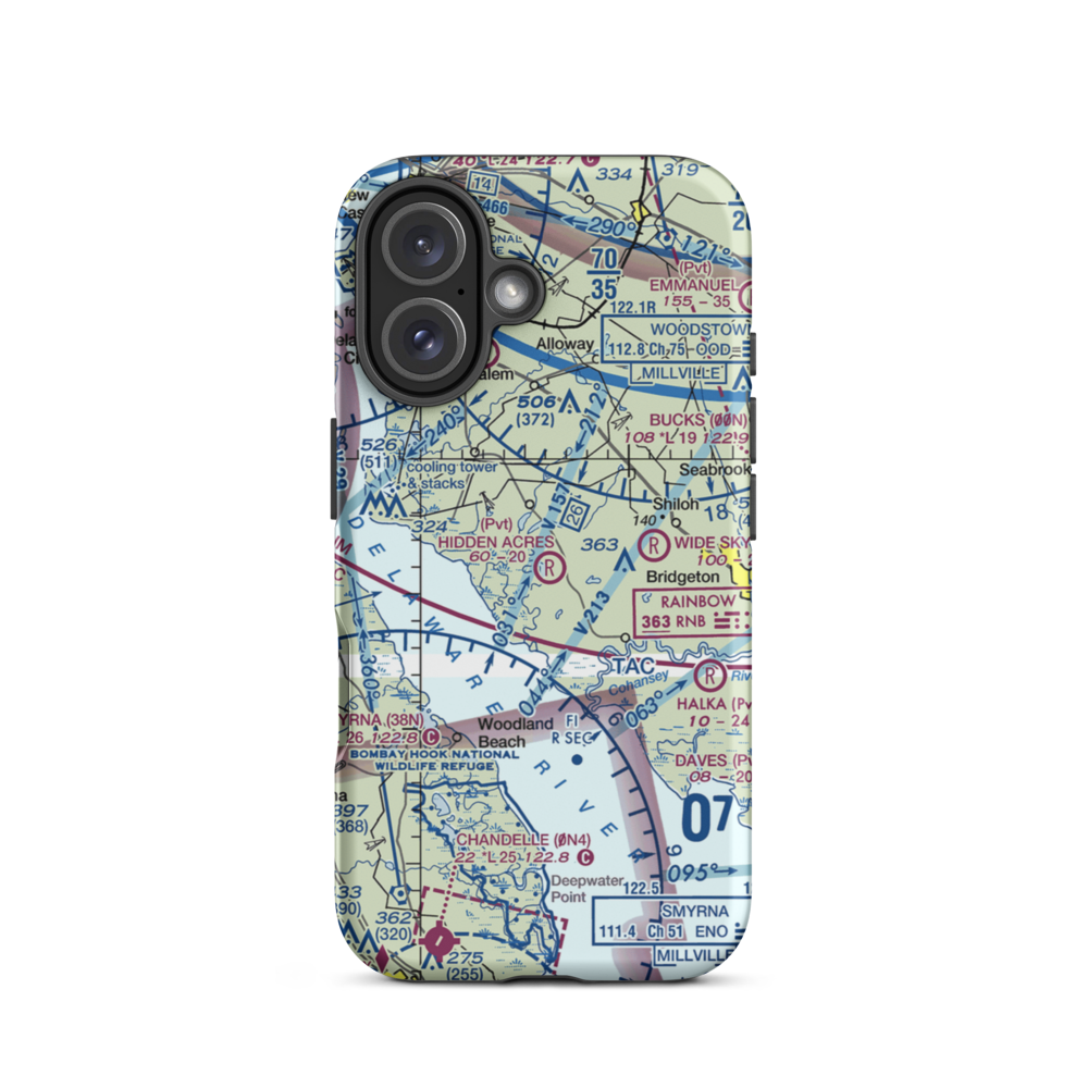 Newport Meadows Seaplane Base (NJ07) VFR Sectional  Tough iPhone Case iPhone 16 model shown