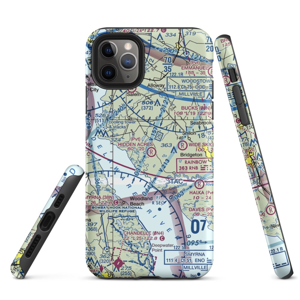 Newport Meadows Seaplane Base (NJ07) VFR Sectional  Tough iPhone Case iPhone 11 Pro Max model shown