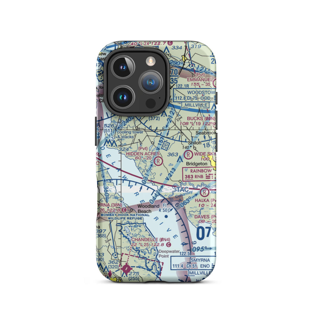 Newport Meadows Seaplane Base (NJ07) VFR Sectional  Tough iPhone Case iPhone 16 Pro model shown
