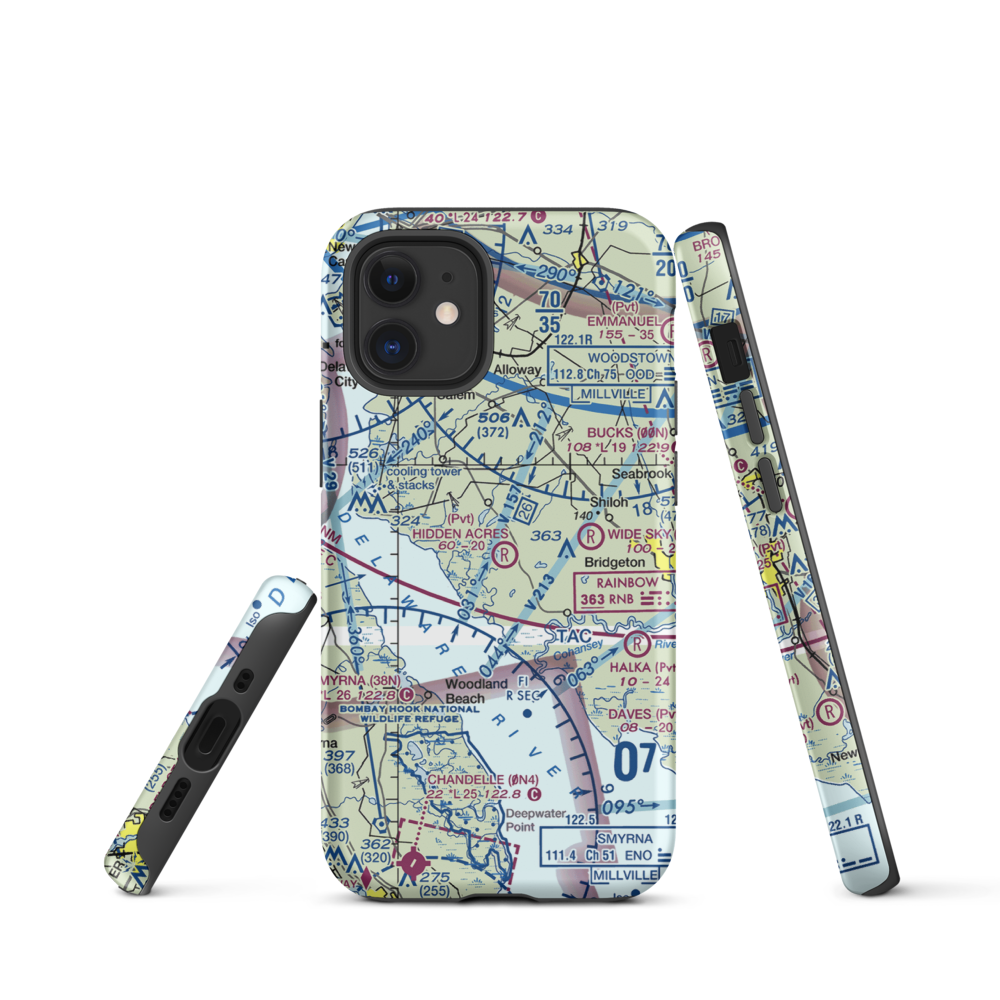 Newport Meadows Seaplane Base (NJ07) VFR Sectional  Tough iPhone Case iPhone 12 mini model shown