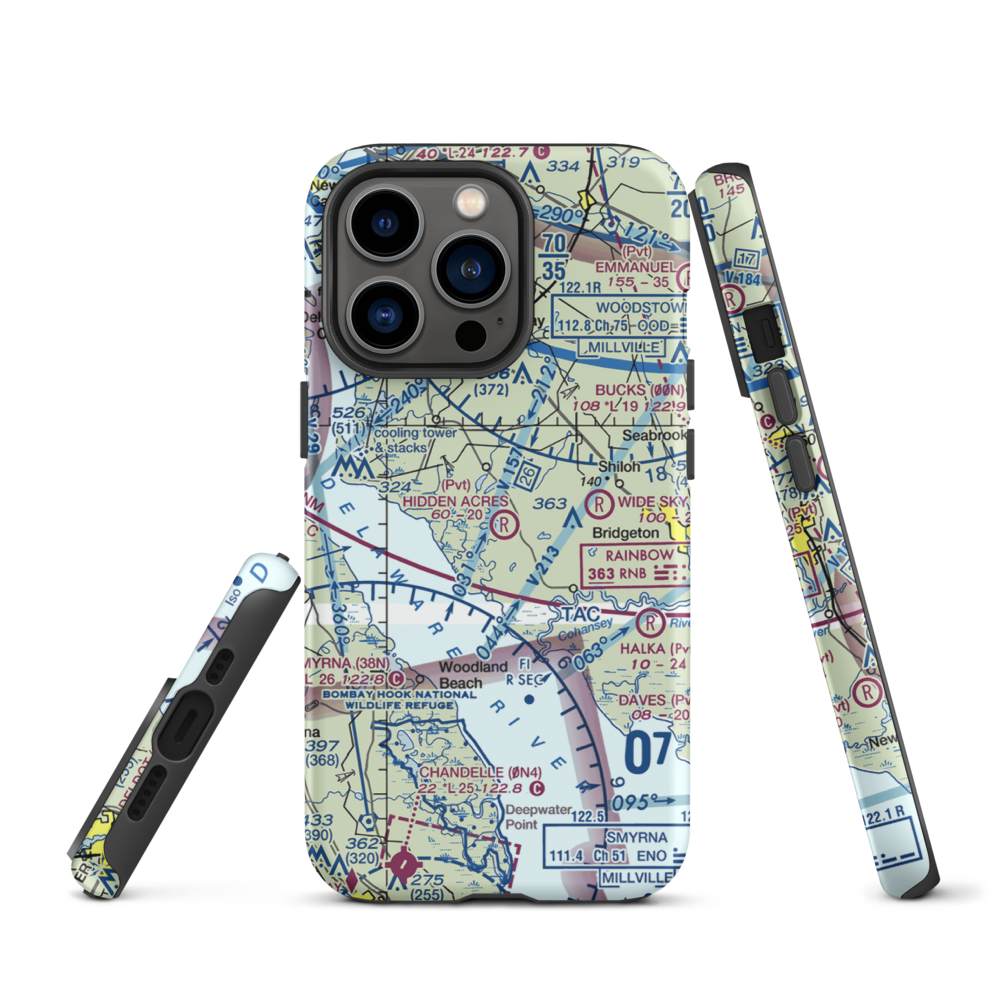 Newport Meadows Seaplane Base (NJ07) VFR Sectional  Tough iPhone Case iPhone 13 Pro model shown