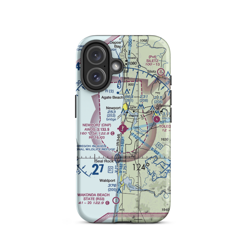 Newport Municipal Airport (ONP) VFR Sectional  Tough iPhone Case iPhone 16 model shown
