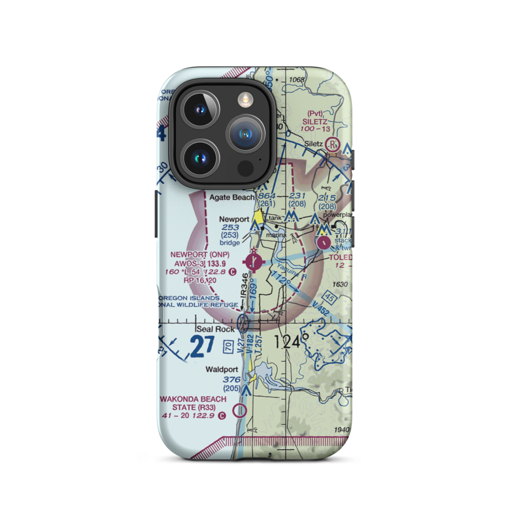 Newport Municipal Airport (ONP) VFR Sectional  Tough iPhone Case iPhone 16 Pro model shown