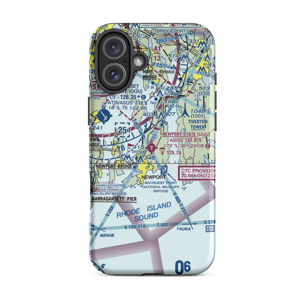 Newport State Airport (UUU) VFR Sectional  Tough iPhone Case iPhone 16 Plus model shown