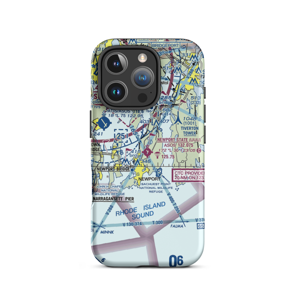 Newport State Airport (UUU) VFR Sectional  Tough iPhone Case iPhone 16 Pro model shown