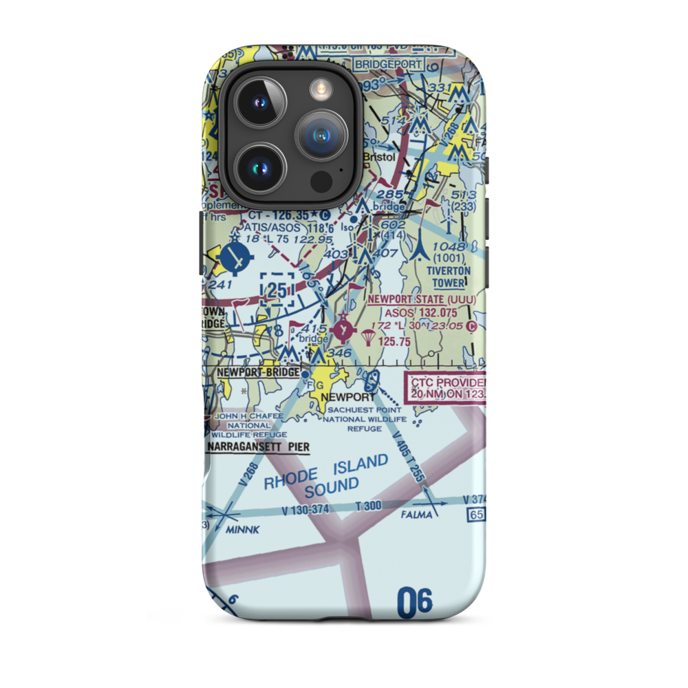 Newport State Airport (UUU) VFR Sectional  Tough iPhone Case iPhone 16 Pro Max model shown