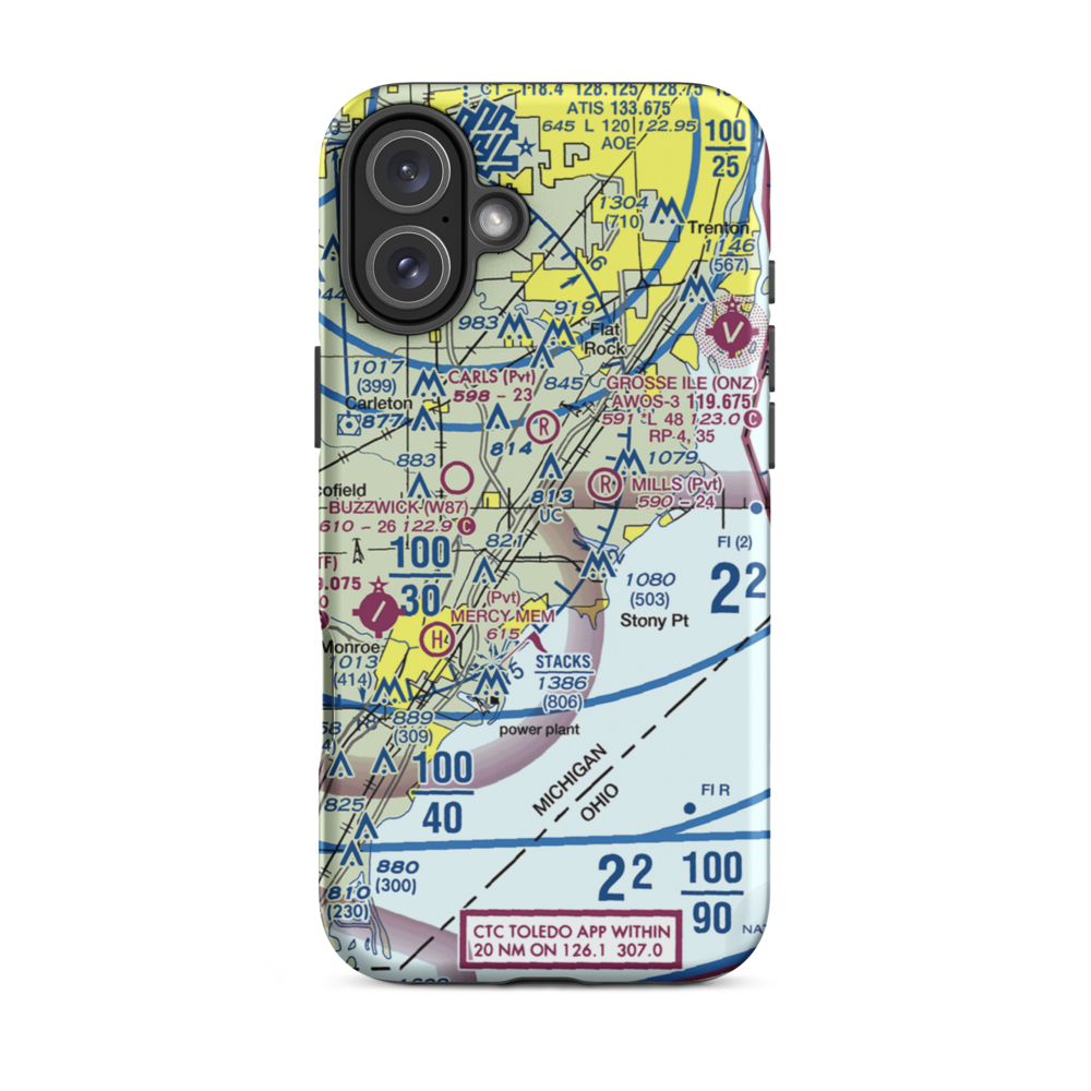 Newport Woods Airport (9MI2) VFR Sectional  Tough iPhone Case iPhone 16 Plus model shown