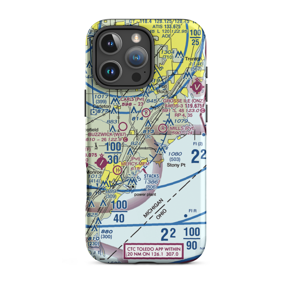 Newport Woods Airport (9MI2) VFR Sectional  Tough iPhone Case iPhone 16 Pro Max model shown