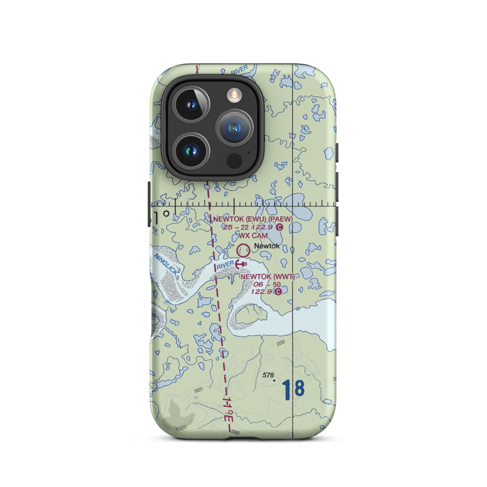 Newtok Airport (EWU) VFR Sectional  Tough iPhone Case iPhone 16 Pro model shown