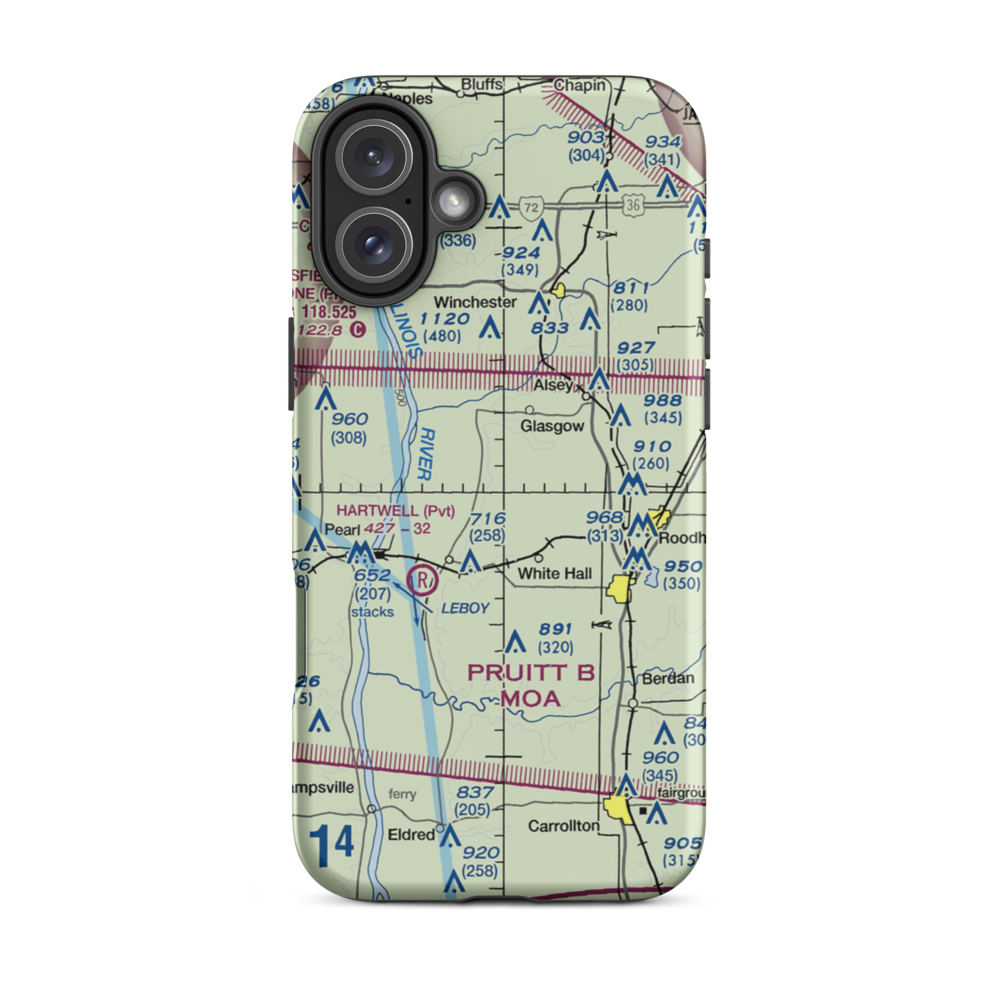 Newton Airport (IS85) VFR Sectional  Tough iPhone Case iPhone 16 Plus model shown