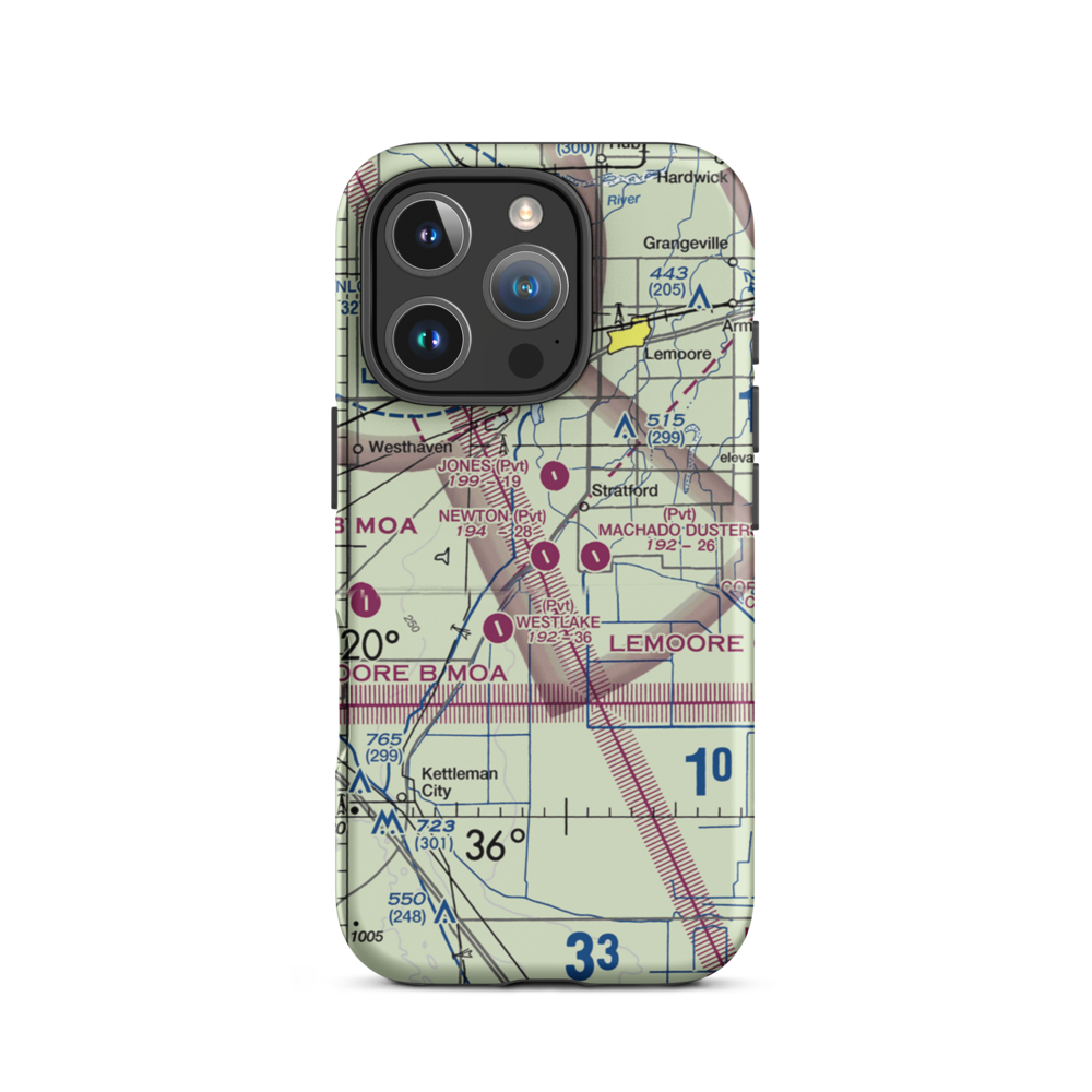 Newton Field (12CL) VFR Sectional  Tough iPhone Case iPhone 16 Pro model shown