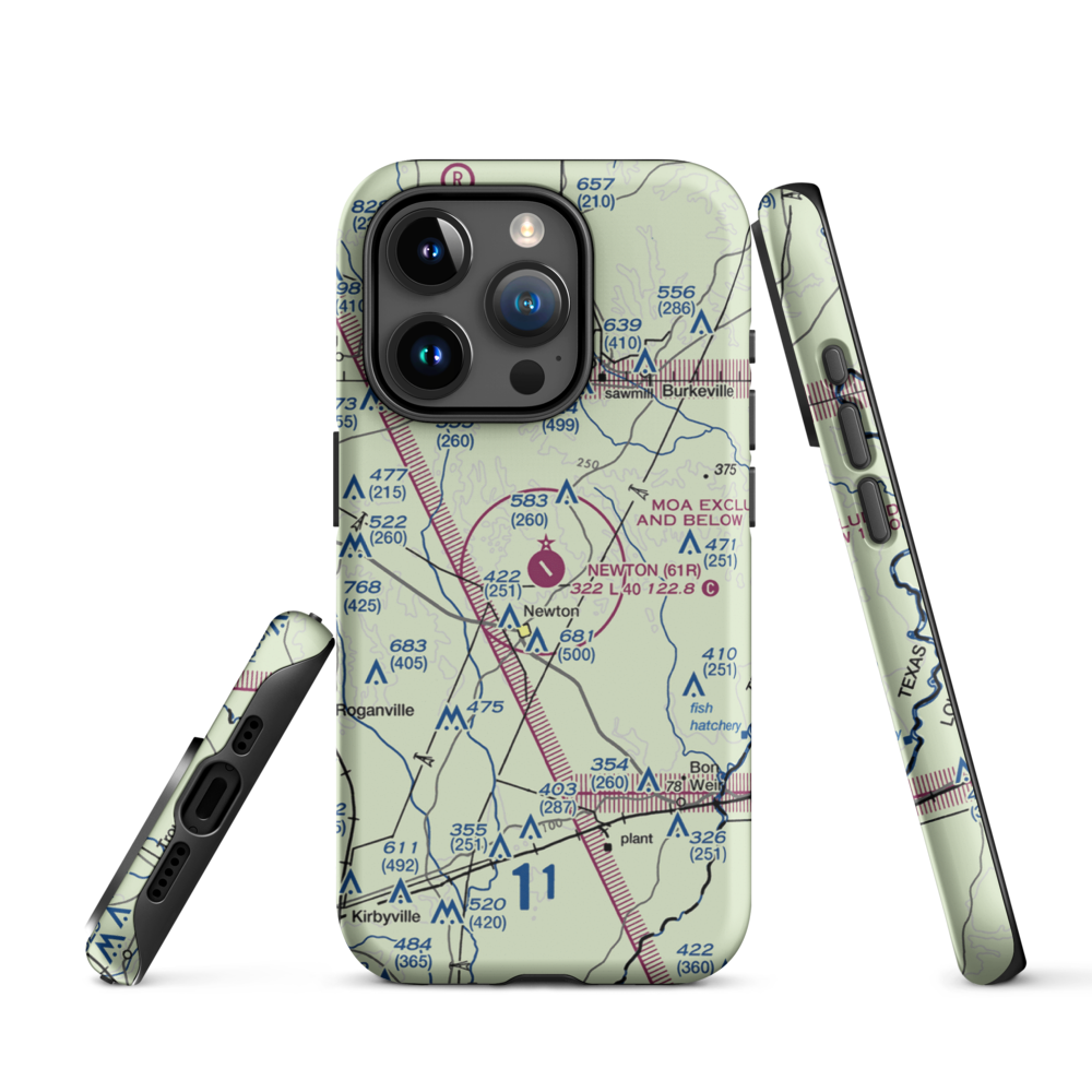 Newton Municipal Airport (61R) VFR Sectional  Tough iPhone Case iPhone 15 Pro model shown