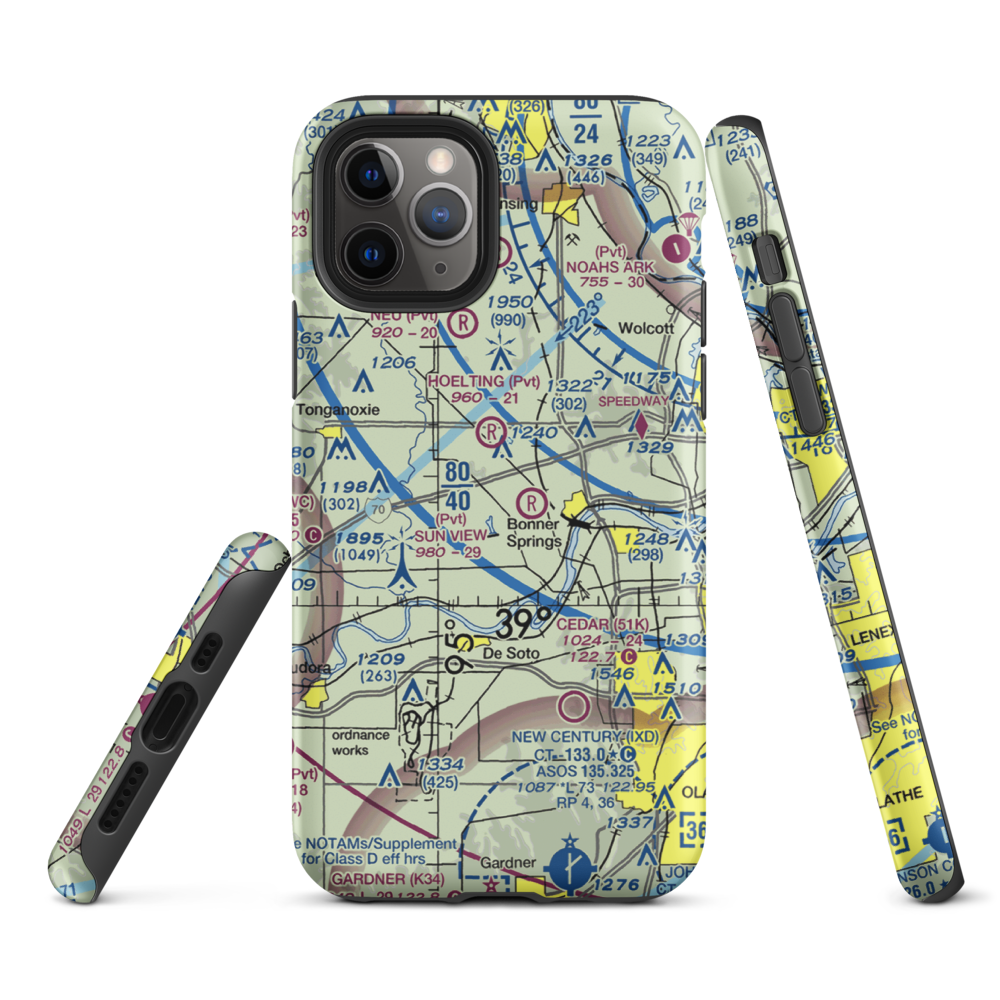 Ney Airport (23KS) VFR Sectional  Tough iPhone Case iPhone 11 Pro model shown