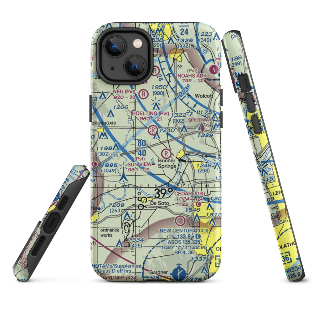 Ney Airport (23KS) VFR Sectional  Tough iPhone Case iPhone 14 Plus model shown