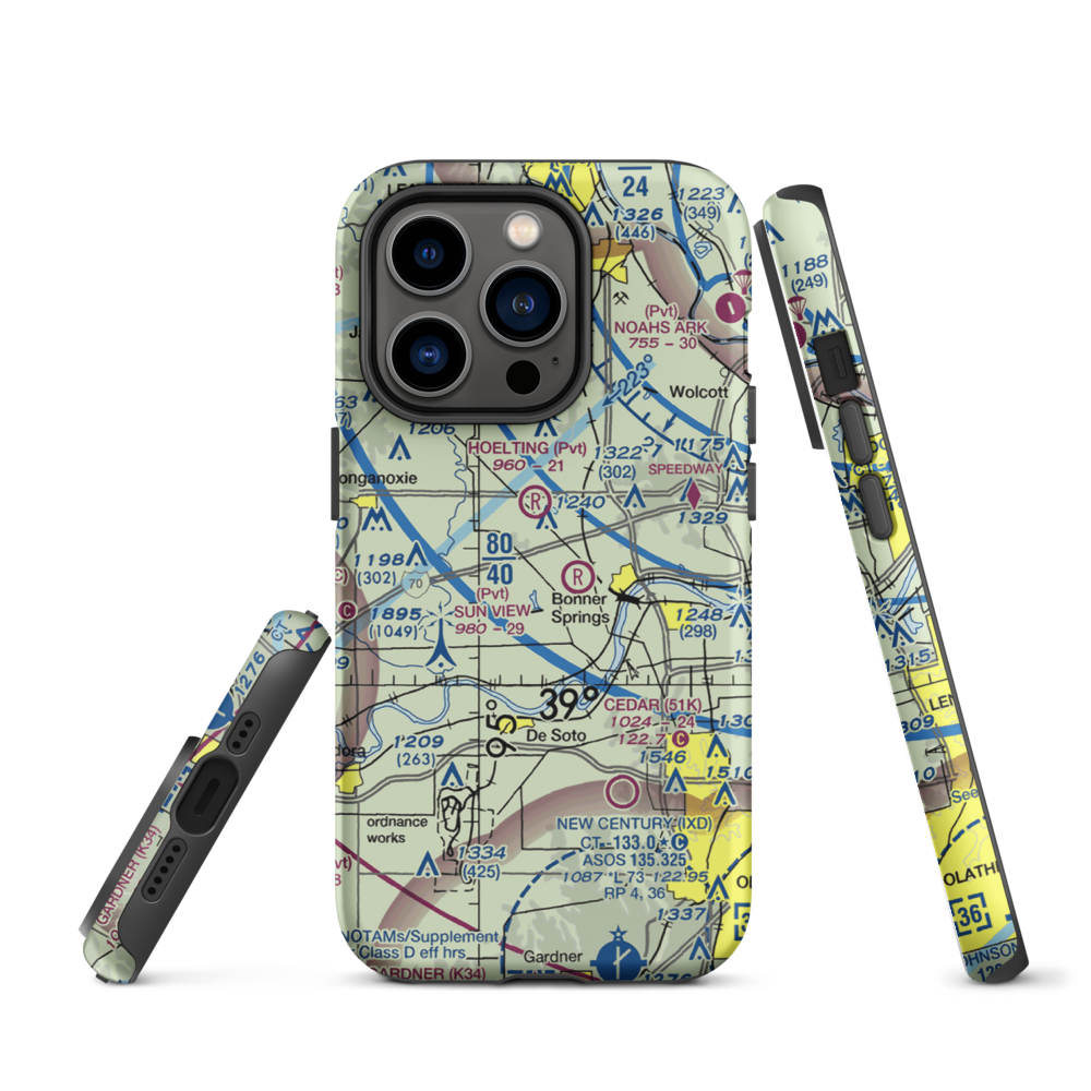 Ney Airport (23KS) VFR Sectional  Tough iPhone Case iPhone 14 Pro model shown
